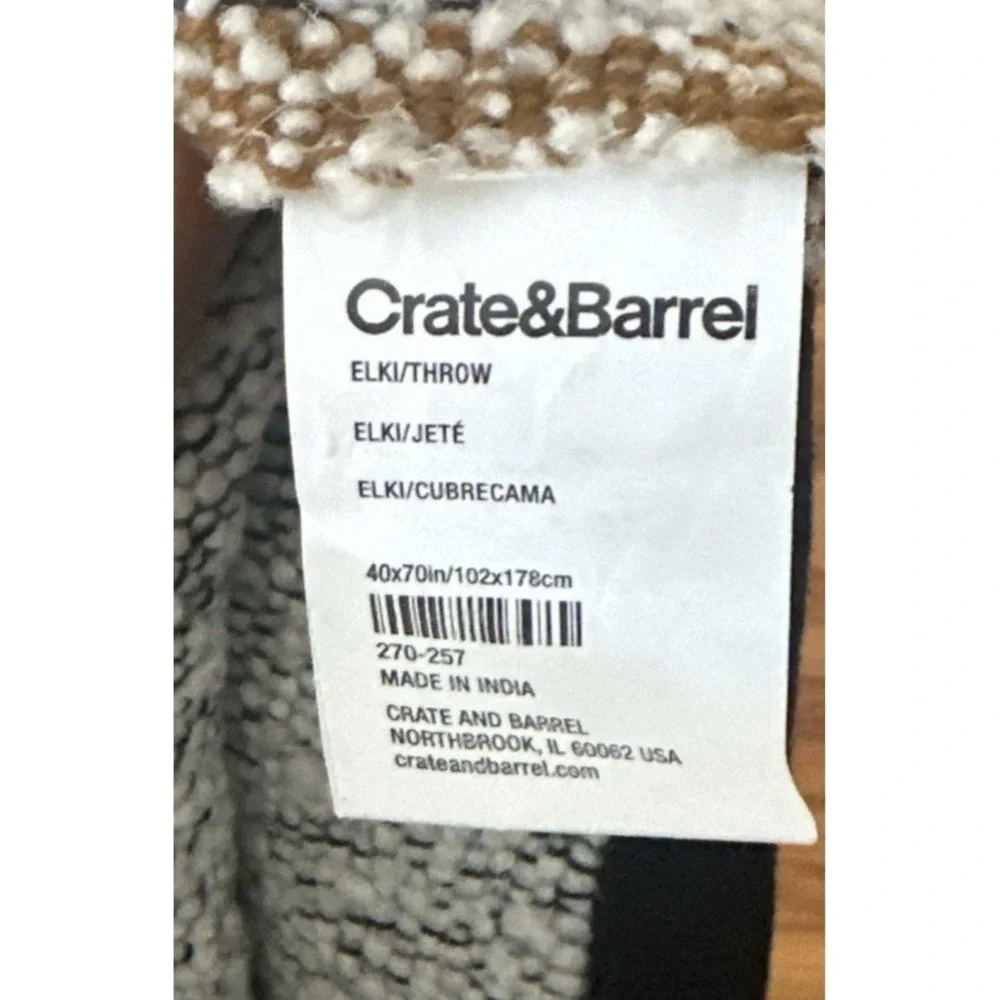 Crate And Barrel Wool Blend Throw Blanket Gray And Blue W 38in X L 71in